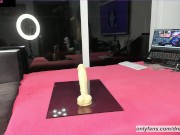 I fuck my pussy with a big dildo in 2 different positions, feet soles, black garter 3/16