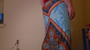 Trying on different skirts in my thong which one is cuter?