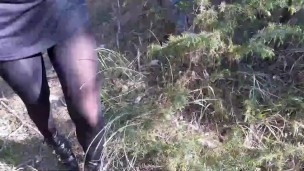 High heels and walking in the woods