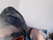 Sexy brunette massages her hairy pussy to orgasm with moans. Mom with hairy pussy masturbates 16/16