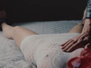 He ties my hands and feet and uses the pussy eater until I come 1/16