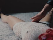 He ties my hands and feet and uses the pussy eater until I come 2/16