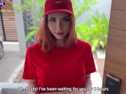 Redhead Pizza Delivery Girl Lets You Fuck Her Mouth and Gets Fucked Hard till Cum in Her Pussy 1/16