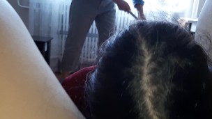 Risky quickie sex in front of our housekeeper - Lesbian_illusion