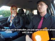 Fake Driving School GINGER Big Tits and Hairy GINGER Pussy in Hot Exam Fuck 1/16