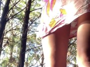 Soaked and needy, skirt off and fingers in, deep in the woods 3/16