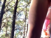 Soaked and needy, skirt off and fingers in, deep in the woods 7/16