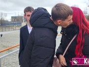 REDHEAD Victoria Arias eats two COCKS in her THREESOME 15/16