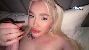 Slobbery dirty and very sloppy blowjob from a blondessa. She sucks like it's the last time.