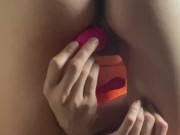 Toy in my pussy, your cock in my ass, backshots while I moan on the bed 9/16