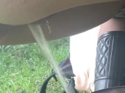 Squatting over a rusty can to let it all out, pissing like a nasty farm slut 6/16