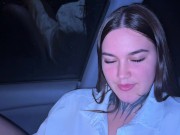 Нежный секс в машине. Трахнул школьницу в ротик и мокрую писечку 2/16