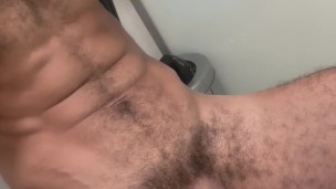 huge 23cm dick showing off inside the gym bathroom, very sweaty Pt. II