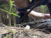 Booty out, stream flowing, wild piss in the woods from a filthy tease 13/16