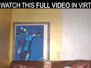 Solo blonde,Cherry Lady,rubs her shaved pussy in VR. 1/16