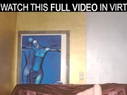 Solo blonde,Cherry Lady,rubs her shaved pussy in VR. 14/16