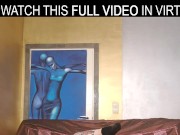 Solo blonde,Cherry Lady,rubs her shaved pussy in VR. 16/16