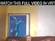 Solo blonde,Cherry Lady,rubs her shaved pussy in VR. 4/16