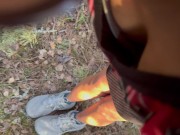 කැලේ පැනලා හුකා ගත්ත ටානි නංගි / Public sex in famous jungle almost caught 6/16