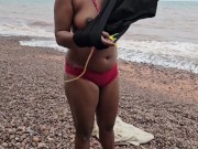 NUDE Slut on the BEACH Lets a Stranger CUM in Her Mouth and Pussy 16/16
