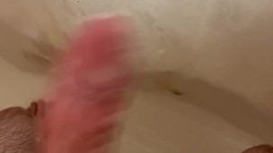 Soaping up my hard cock in the shower.