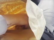 SHE just wants something to EAT – reaches into the BAG and finds my HARD COCK 💦🍔 2/16