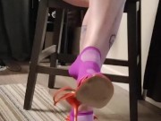 Dangling legs and high heels & socks starting with my legs then letting them hang from my toes 10/16