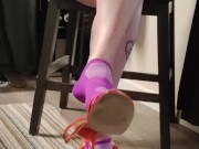 Dangling legs and high heels & socks starting with my legs then letting them hang from my toes 14/16