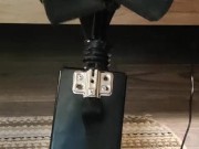 Giving a footjob in my strappy heels to a black cock on my fuck machine 10/16