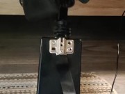 Giving a footjob in my strappy heels to a black cock on my fuck machine 11/16