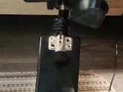 Giving a footjob in my strappy heels to a black cock on my fuck machine 12/16