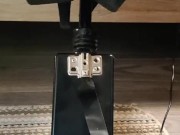 Giving a footjob in my strappy heels to a black cock on my fuck machine 13/16