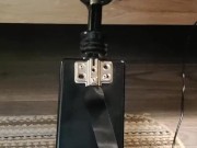 Giving a footjob in my strappy heels to a black cock on my fuck machine 14/16