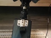 Giving a footjob in my strappy heels to a black cock on my fuck machine 3/16