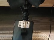 Giving a footjob in my strappy heels to a black cock on my fuck machine 4/16