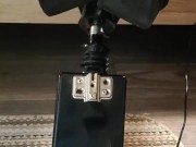 Giving a footjob in my strappy heels to a black cock on my fuck machine 8/16