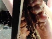 Pedal pumping ice cream sandwichs wearing white ankle socks then barefoot in my truck behind pedal 16/16