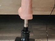 Big white cock getting a foot job from my huge lubed up clean soles ( fuck machine) dildo 13/16