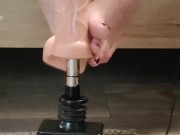 Big white cock getting a foot job from my huge lubed up clean soles ( fuck machine) dildo 5/16