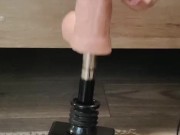 Big white cock getting a foot job from my huge lubed up clean soles ( fuck machine) dildo 6/16