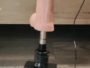 Big white cock getting a foot job from my huge lubed up clean soles ( fuck machine) dildo 9/16