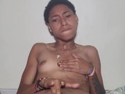 Cute Dyke showing off her tiny body 15/16