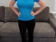 Blue Compression Shirt with Black Yoga Pants