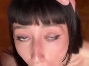 Bitch rides cock, loves it, and gets cum on her ass 7/16