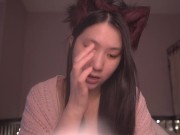 Cute Asian Girl Kitty Cat Cosplay ASMR - read with me onii-chan! - Ezra 9-10 16/16