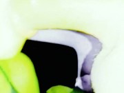 SHE HULK PARODY COSPLAYS IN GREEN DRESS AND GIVES BIG DICK BLOWJOB SPITS DEEPTHROAT AND GAGGING
