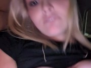 BBW MILF playing with BIG TITS IN PUBLIC
