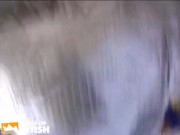 Blonde babe gets her pierced pussy fucked by two guys after spoiling her with toys 16/16