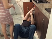 Horny Wife Seduces the Kitchen Repairman and Gets Fucked Fast Before Her Husband Comes Back Home 3/16