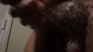 Girthy Double Cumshot Jerkoff Big Black Cock Masturbation